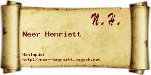 Neer Henriett névjegykártya